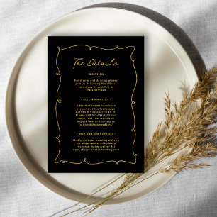 Tarjeta De Recepción Elegante y vanguardista Boda negro y oro