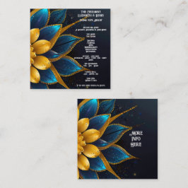 Tarjeta De Recepción Elegante zafiro y Boda floral de oro