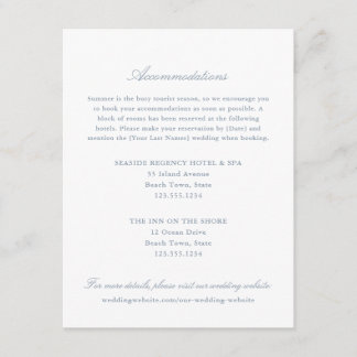 Tarjeta De Recepción Elegantes Alojamiento de Hotel Dusty Blue Dos