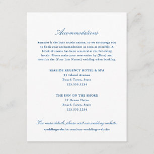 Tarjeta De Recepción Elegantes alojamientos de hotel en azul marino