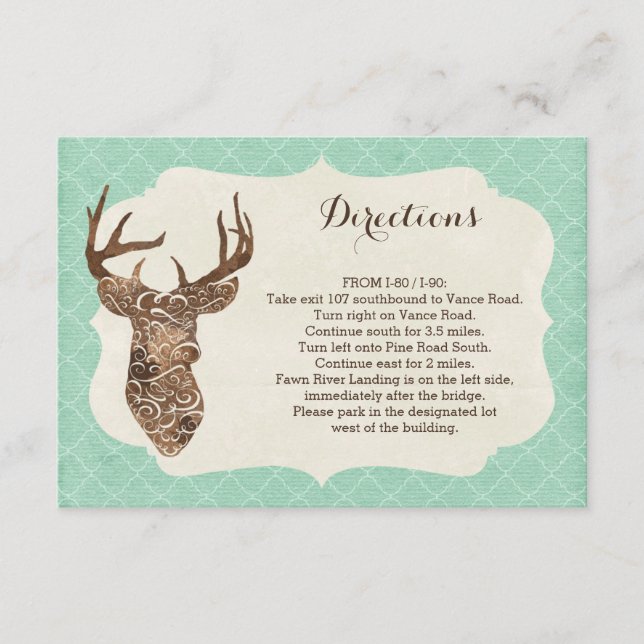 Tarjeta De Recepción Elegantes Antlers Rústicos Direcciones Rurales Del (Anverso)