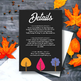 Tarjeta De Recepción Elegantes árboles coloridos Rustic Black Fall Wedd