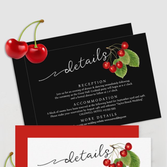 Tarjeta De Recepción Elegantes cerezas Detalles del Boda rojo blanco ne (Subido por el creador)