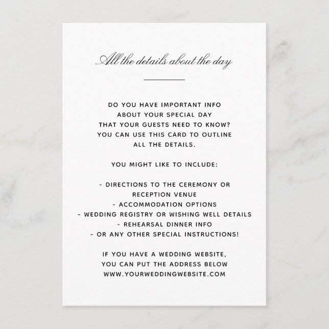 Tarjeta De Recepción Elegantes detalles clásicos (Anverso)