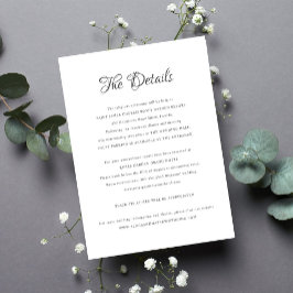 Tarjeta De Recepción Elegantes detalles clásicos de boda de caligrafía