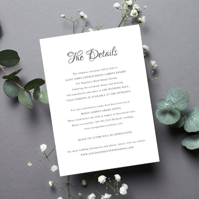 Tarjeta De Recepción Elegantes detalles clásicos de boda de caligrafía (Subido por el creador)