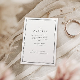 Tarjeta De Recepción Elegantes detalles de boda minimalista en blanco y