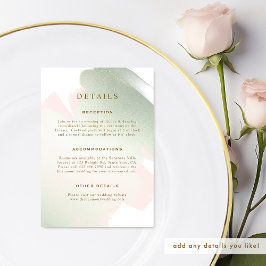 Tarjeta De Recepción Elegantes detalles de Boda verde rosa y sabio de R