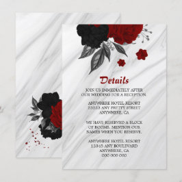 Tarjeta De Recepción Elegantes detalles de flores negras y rojas