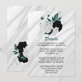 Tarjeta De Recepción Elegantes detalles de flores verde azuladas y blan