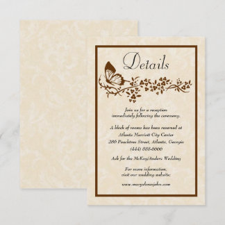 Tarjeta De Recepción Elegantes Detalles De Mariposa Y Boda Floral