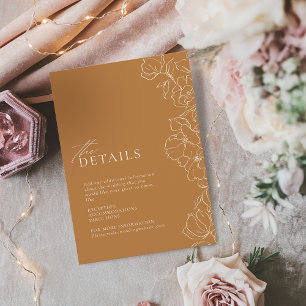 Tarjeta De Recepción Elegantes detalles de otoño dorados florales dibuj