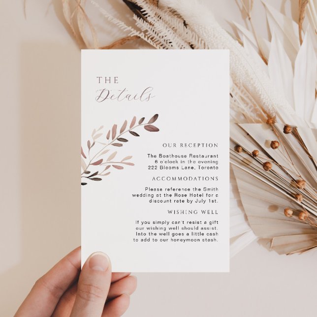 Tarjeta De Recepción Elegantes detalles de Rubor y Boda púrpura Inserta (Subido por el creador)