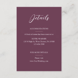 Tarjeta De Recepción Elegantes detalles del Boda de Borgoña