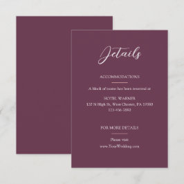 Tarjeta De Recepción Elegantes detalles del Boda de Borgoña