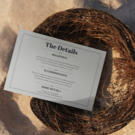 Tarjeta De Recepción Elegantes detalles del Boda de Moda Minimalista