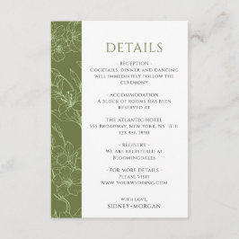 Tarjeta De Recepción Elegantes detalles del Boda verde azulado floral