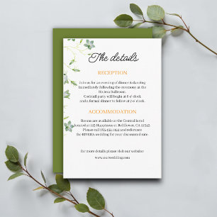 Tarjeta De Recepción Elegantes detalles del Boda verde oliva floral