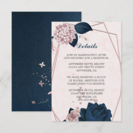 Tarjeta De Recepción Elegantes detalles geométricos de la marina y las 