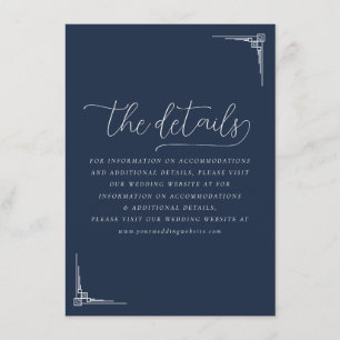 Tarjeta De Recepción Elegantes Detalles Geométricos de Navy