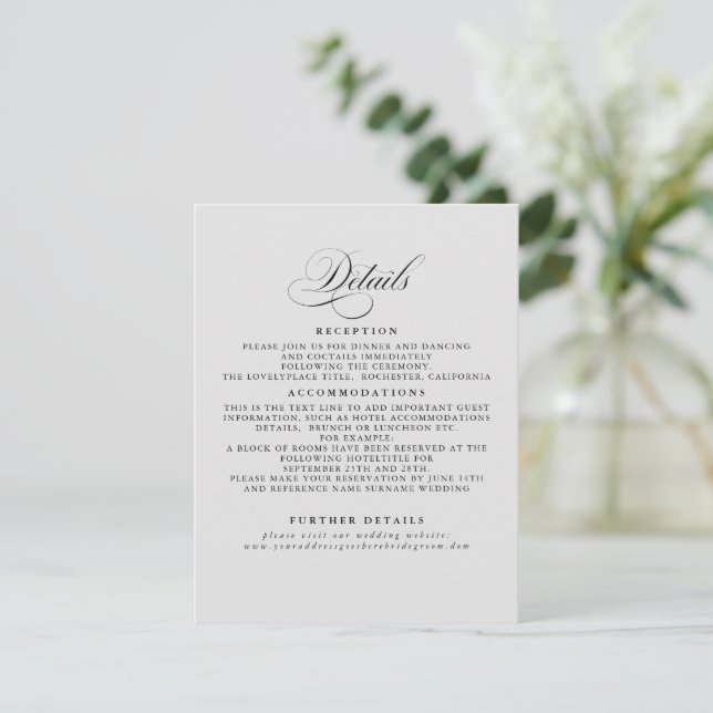 Tarjeta De Recepción Elegantes detalles Minimalistas del Boda (Anverso de pie)