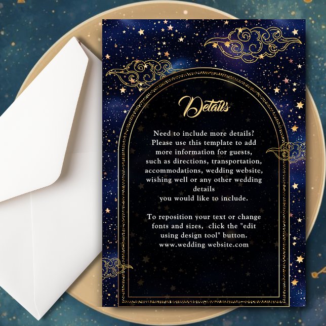 Tarjeta De Recepción Elegantes detalles místicos del boda celestial (Subido por el creador)