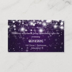 Tarjeta De Recepción Elegantes Estrellas brillantes Boda púrpura Insert
