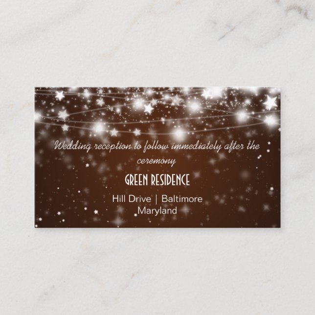 Tarjeta De Recepción Elegantes Estrellas brillantes Boda púrpura Insert (Anverso)