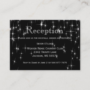 Tarjeta De Recepción Elegantes estrellas de color negro y plateado - Re