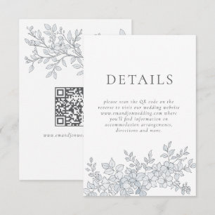 Tarjeta De Recepción Elegantes Florales Gris Detalles del Boda de códig