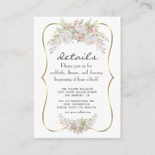 Tarjeta De Recepción Elegantes flores blancas detalles de Boda de la Ma