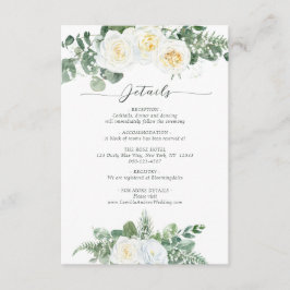 Tarjeta De Recepción Elegantes flores blancas y verdes detalles Bodas
