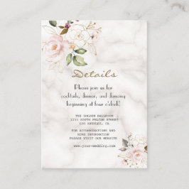 Tarjeta De Recepción Elegantes flores de oro rosado detalles del Boda d