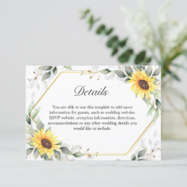 Tarjeta De Recepción Elegantes girasoles verde Boda floral detalles