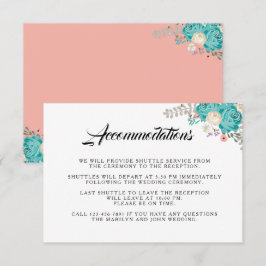 Tarjeta De Recepción Elegantes habitaciones Bodas con flores azules