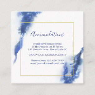 Tarjeta De Recepción Elegantes habitaciones Bodas de Mármol Azul