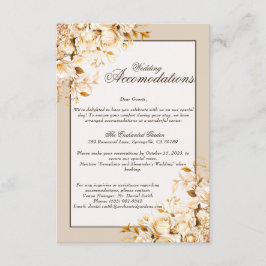 Tarjeta De Recepción Elegantes habitaciones Bodas Gold & Ivory Floral