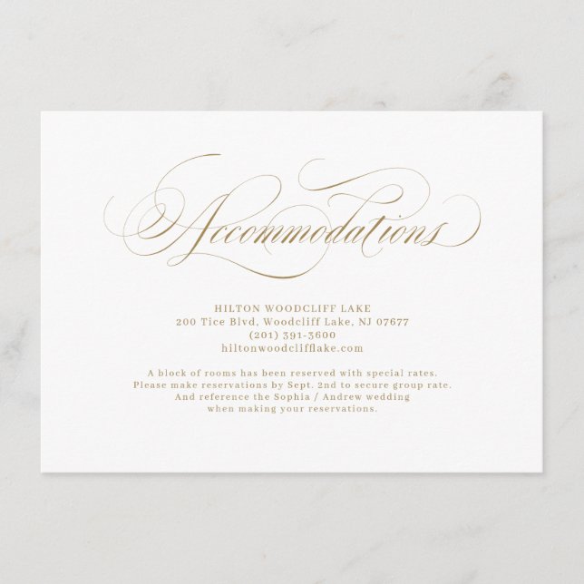 Tarjeta De Recepción Elegantes habitaciones clásicas de boda caligráfic (Anverso)