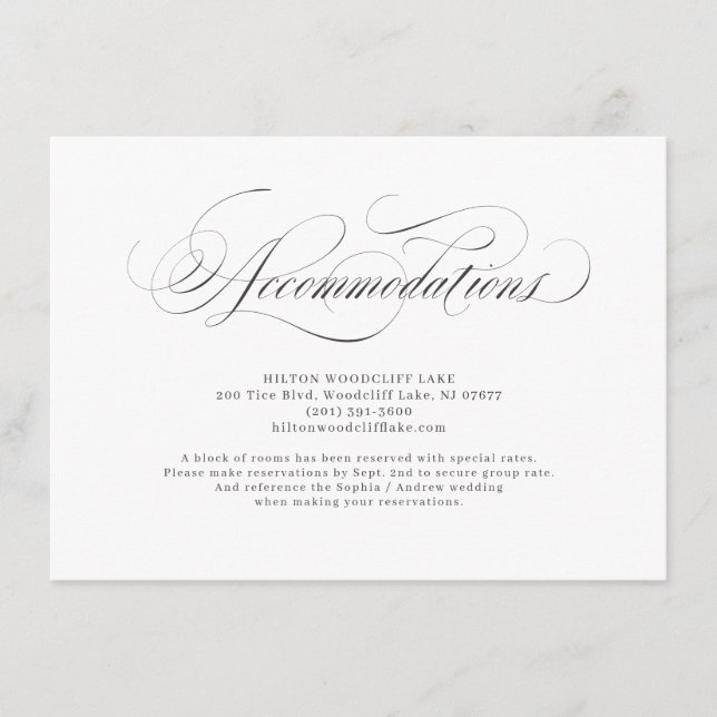 Tarjeta De Recepción Elegantes habitaciones clásicas de boda caligráfic (Anverso)