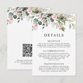 Tarjeta De Recepción Elegantes Hojas de Eucalipto Floral Código QR Boda