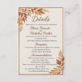 Tarjeta De Recepción Elegantes hojas de otoño y escritura de cobre otoñ