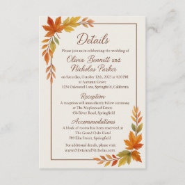 Tarjeta De Recepción Elegantes hojas de otoño y escritura de cobre otoñ