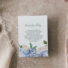 Tarjeta De Recepción Elegantes libros Baby Shower de Hydrangea Azul par