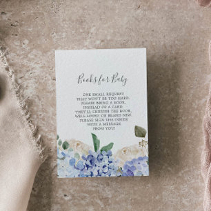Tarjeta De Recepción Elegantes libros Baby Shower de Hydrangea Azul par