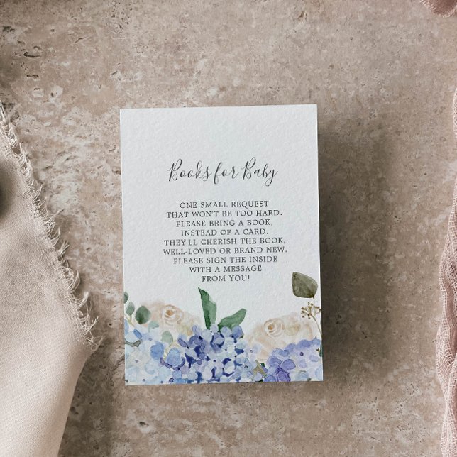 Tarjeta De Recepción Elegantes libros Baby Shower de Hydrangea Azul par (Subido por el creador)