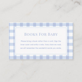 Tarjeta De Recepción Elegantes Libros De Baby Shower De Gingham Azul Pa