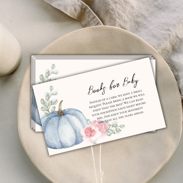 Tarjeta De Recepción Elegantes libros de calabaza acuática para bebé (Elegant Watercolor Pumpkin Books for Baby Enclosure Card)