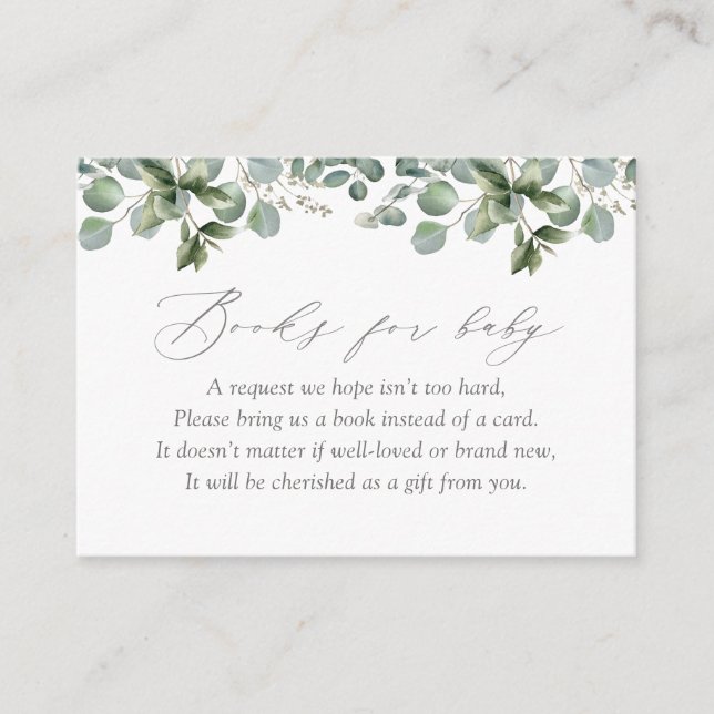 Tarjeta De Recepción Elegantes libros de eucalipto de vegetación para b (Anverso)
