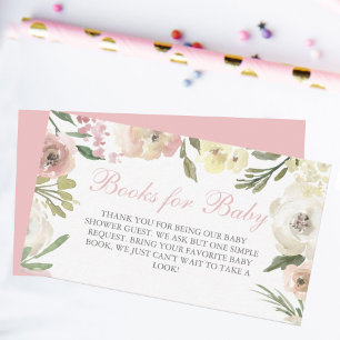 Tarjeta De Recepción Elegantes libros de flores rosadas para ducha de b