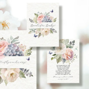 Tarjeta De Recepción Elegantes libros de mariposa rosa rosa floral para